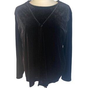 Vintage Lisa Josephs Black Velvet Long Sleeve Top Jacket Large Evening Witchy
